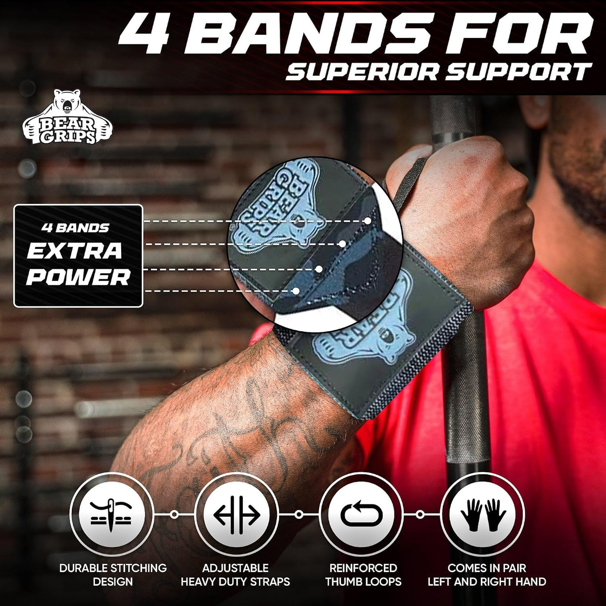 Professional Weightlifting Wrist Wraps | Extra Strength Gym Straps | Available in 12” & 18” | Two Wraps per Pack | Suitable for Men & Women