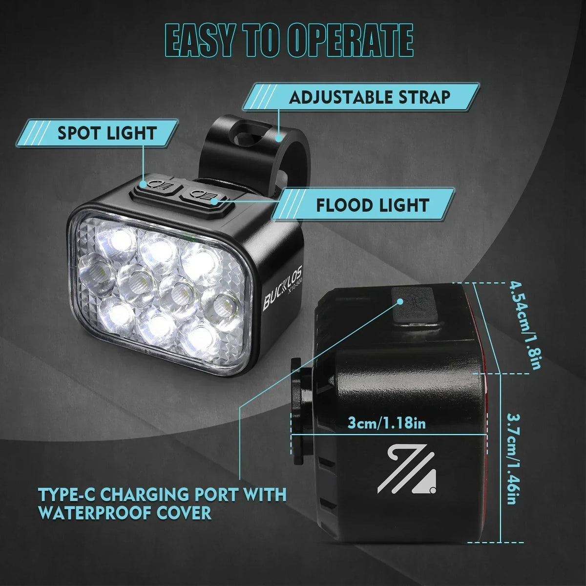 High-Performance 10 LED Waterproof Bicycle Light Set with Type-C Charging for Front and Rear Safety