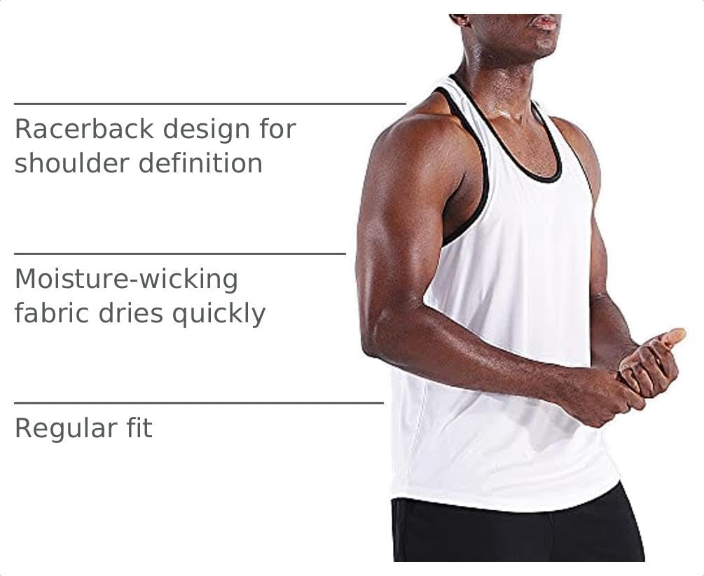 Men'S 3 Pack Dry Fit Y-Back Muscle Tank Workout Gym Shirt