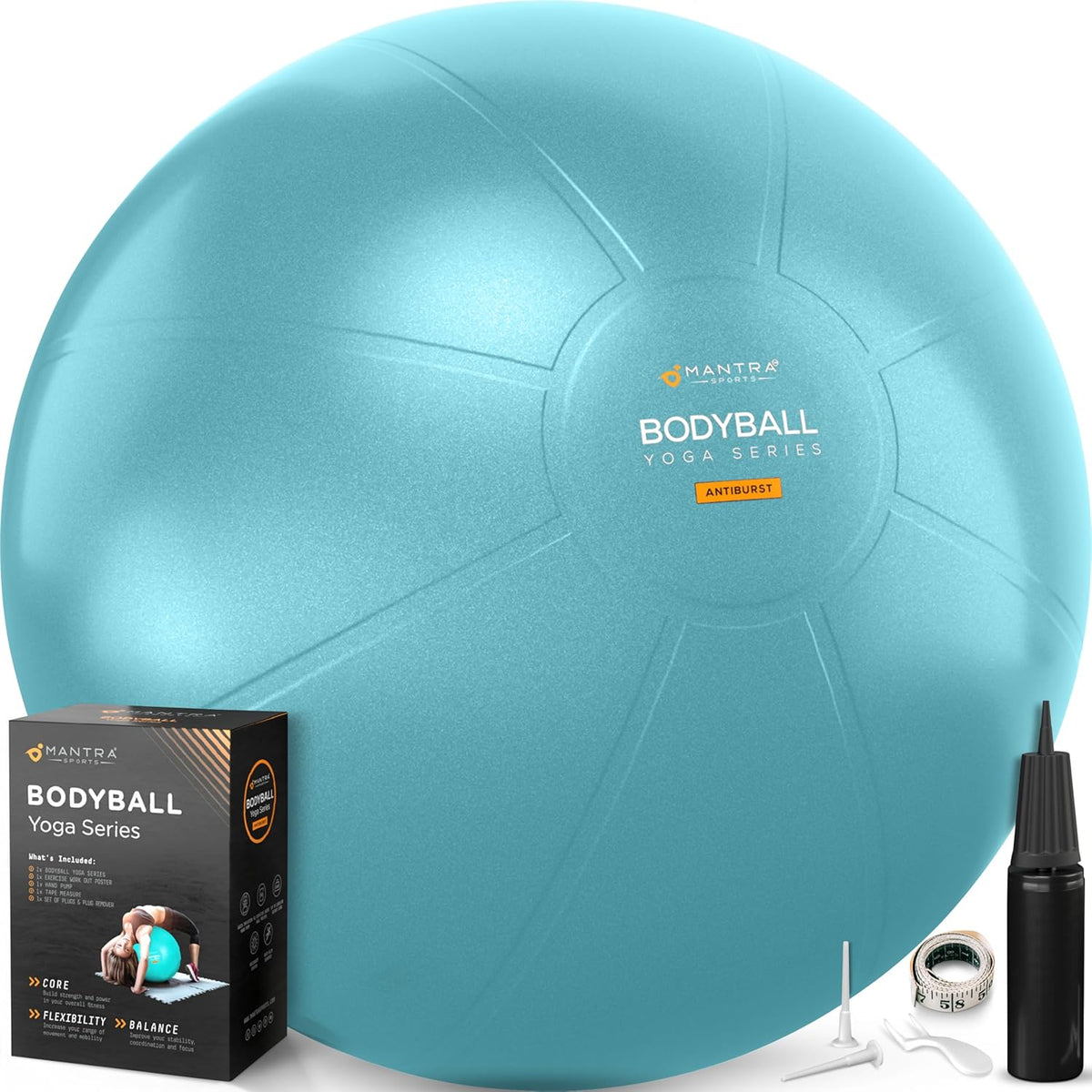 Yoga Ball, 1,000 Lb Anti-Burst, Extra Thick, Non-Slip
