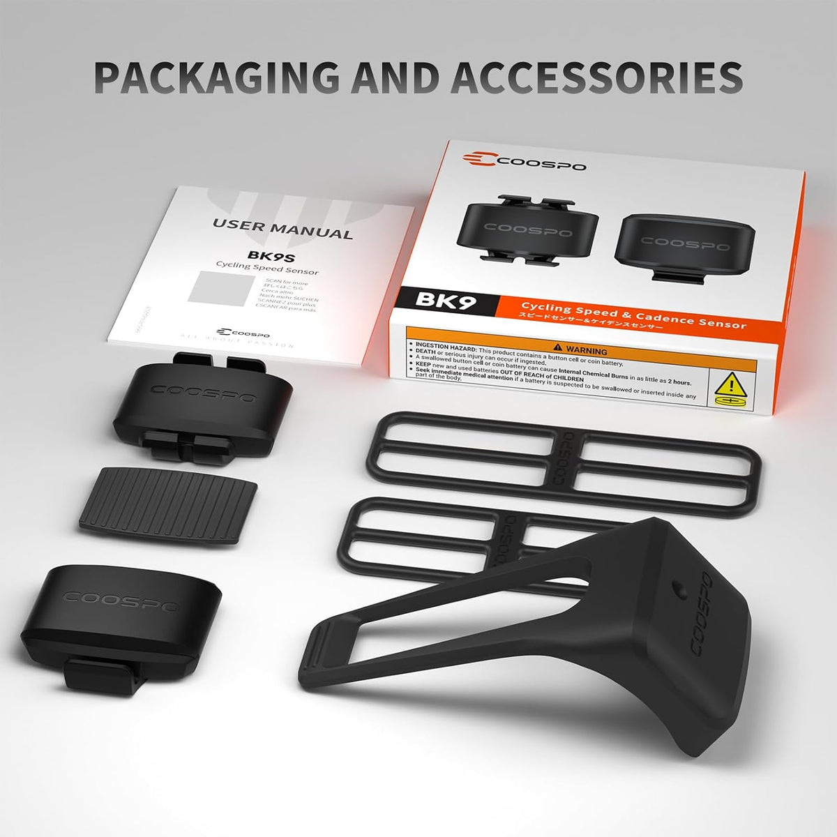 BK9 Speed and Cadence Sensor for Indoor and Outdoor Cycling - Bluetooth 5.0 and ANT+ Wireless RPM Sensor