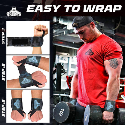 Professional Weightlifting Wrist Wraps | Extra Strength Gym Straps | Available in 12” & 18” | Two Wraps per Pack | Suitable for Men & Women