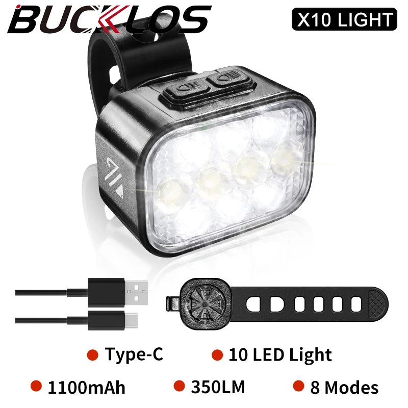 High-Performance 10 LED Waterproof Bicycle Light Set with Type-C Charging for Front and Rear Safety