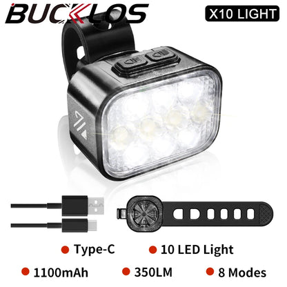 High-Performance 10 LED Waterproof Bicycle Light Set with Type-C Charging for Front and Rear Safety