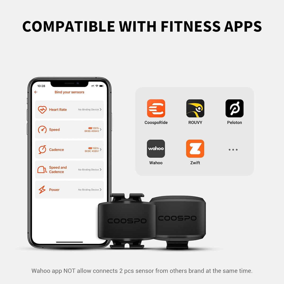 BK9 Speed and Cadence Sensor for Indoor and Outdoor Cycling - Bluetooth 5.0 and ANT+ Wireless RPM Sensor