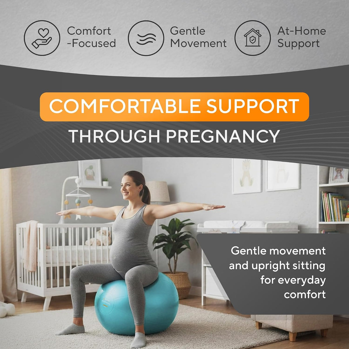 Yoga Ball, 1,000 Lb Anti-Burst, Extra Thick, Non-Slip