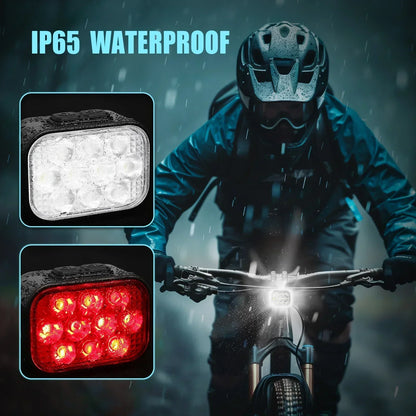 High-Performance 10 LED Waterproof Bicycle Light Set with Type-C Charging for Front and Rear Safety