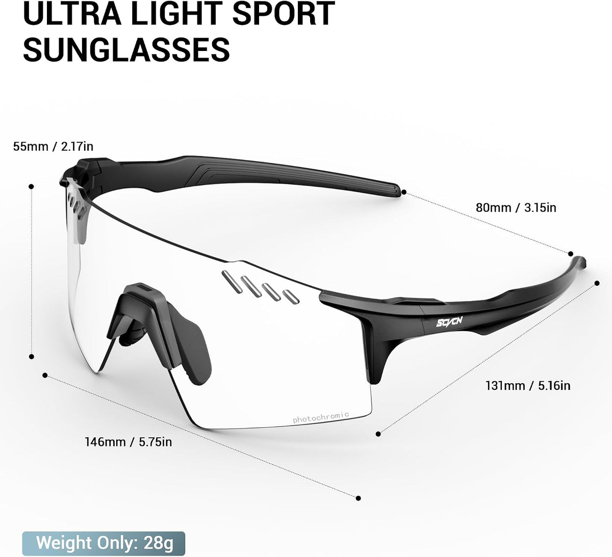 Photochromic Cycling Glasses for Men and Women - MTB S9A2 Model