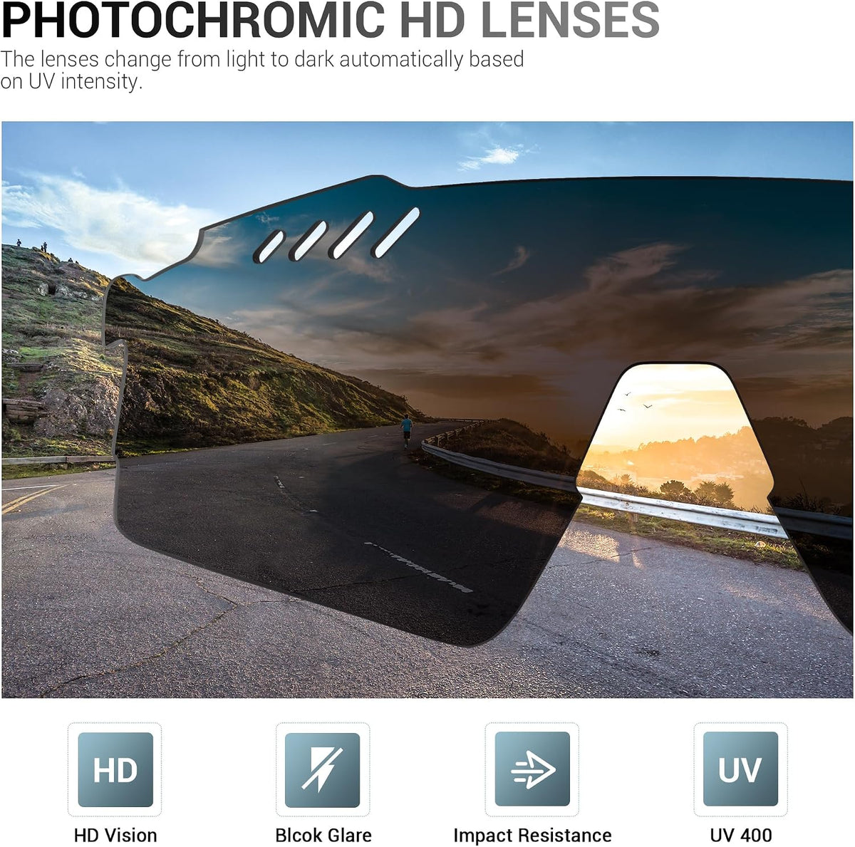 Photochromic Cycling Glasses for Men and Women - MTB S9A2 Model
